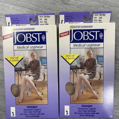 Women's Jobst Opaque 30-40  Knee Highs - Silky Beige Large   2 Pairs  NIB